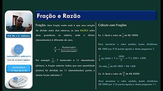 043539500 Video Aula I Fração ou Razão e Aplicaçoes