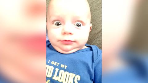 Baby Boy Makes Faces When He Hears A New Sound