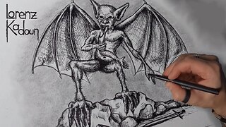 Winged Fantasy Horror Creature | Ballpoint pen Drawing