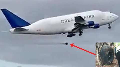 WATCH: A Wheel FALLS OFF 747 Dreamlifter On Takeoff In Italy!