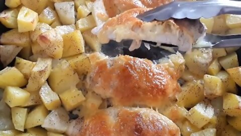 Juicy Chicken Breast with Cheese and Potatoes