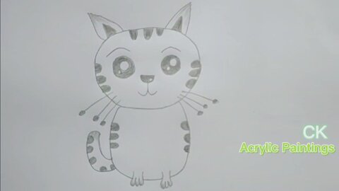 Children's pencil drawing tutorial - kitten