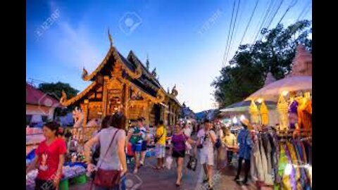 Sunday night market bazaar in Chang Mai Thailand