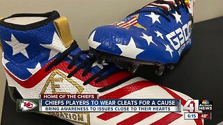 Lawrence artist hand paints dozens of shoes for Chiefs players