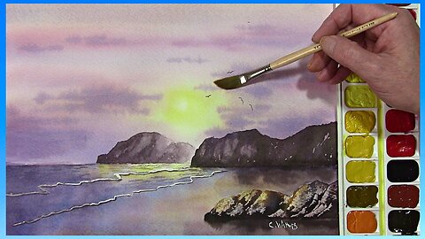 HOW TO PAINT WET INTO WET WITH WATERCOLORS,PAINT A STUNNING SEASCAPE