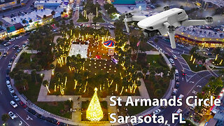 Sarasota St Armand's Circle Holiday Tree 2022 - drone video (take 2)