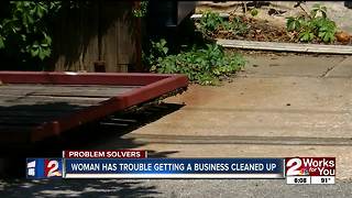 Woman has trouble getting business cleaned up
