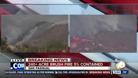 240 acres burned by Pasqual Fire just west of Ramona