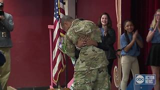 Welcome home! Local military dad returns home, surprises kids at their school