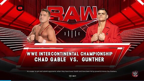 WWE Monday Night Raw Chad Gable vs Gunther 3 for the Intercontinental Title