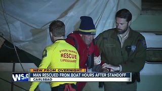 Man rescued after boat runs aground on Carlsbad beach
