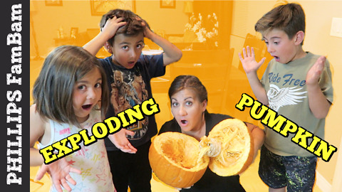 Large Family of 7 Explodes Pumpkin in their Kitchen