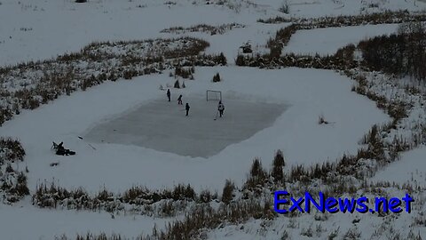 Hockey on a frozen Coldstream field