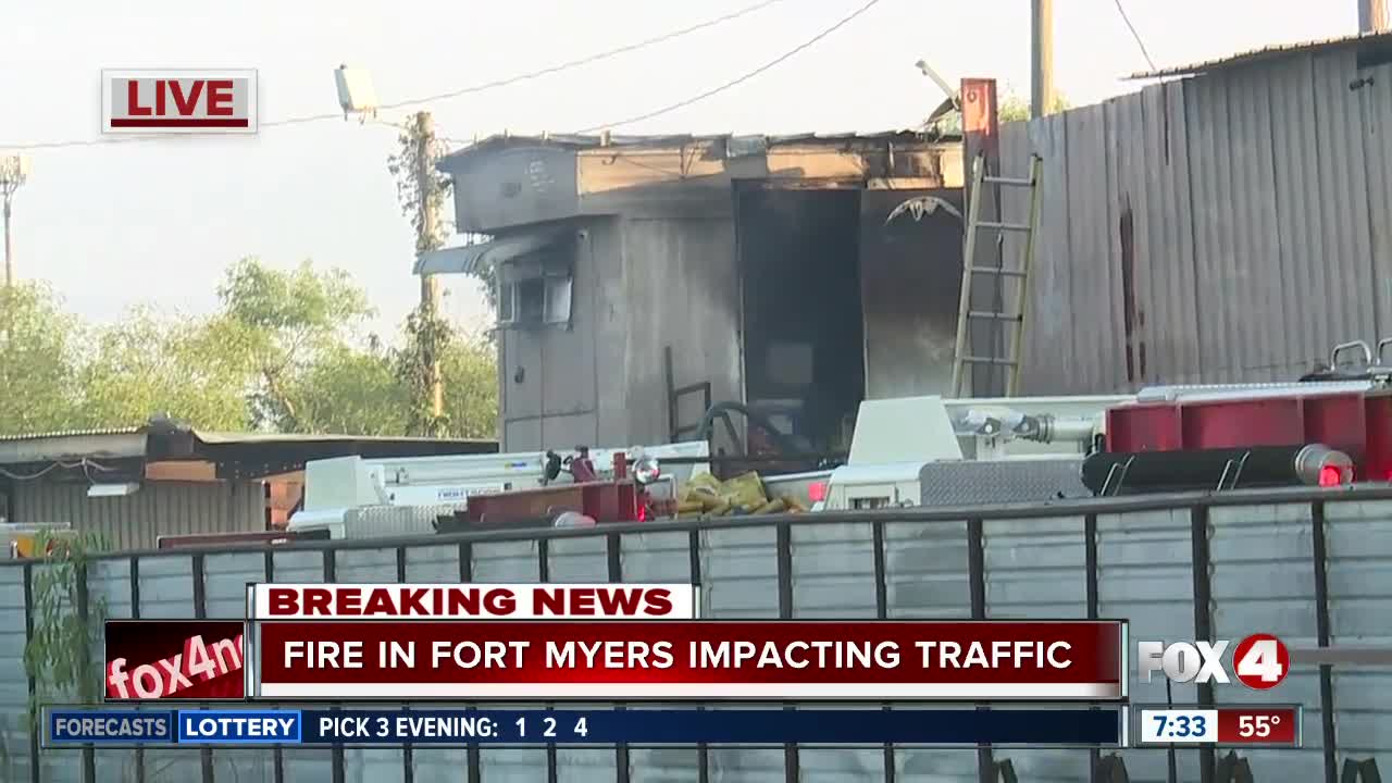 Towing company damaged by fire in Fort Myers Monday morning