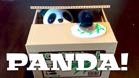 Cute panda in a box steals coins electronic novelty coin bank