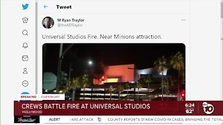 Fire erupts at Universal Studios in Hollywood