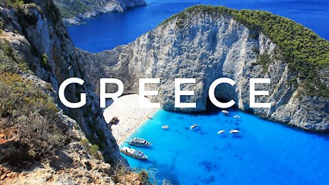 Greece 4K Relaxing Scenic Film | 🇬🇷 Greece Drone Video with Ambient Music - Santorini Zakynthos