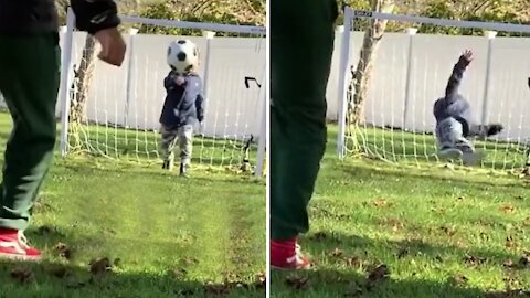Kid wants to be goalie, gets smacked in the head by soccer ball