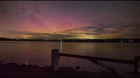 Incredible aurora australis time lapse in Tasmania