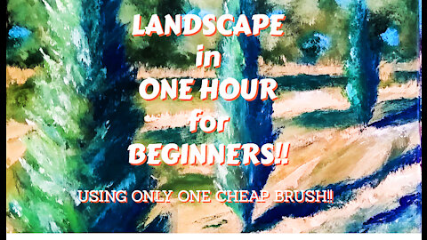 EASY 1 HOUR PAINT ALONG LANDSCAPE FOR BEGINNERS!