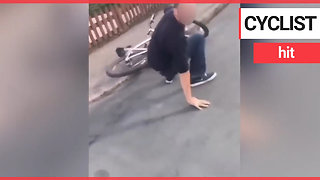 Motorist knocks cyclist off his bike in dangerous prank