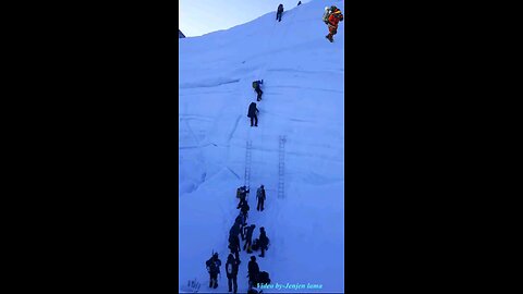Big ice wall Khumbhu icefall Mount Everest