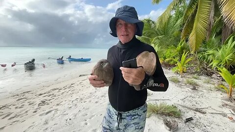 Cocos Keeling Islands - Meet 60 Plus Influencer - Tony Isaacson with a lovely bunch of coconuts