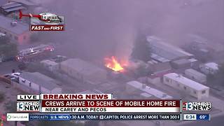 Mobile home catches fire near Carey, Pecos