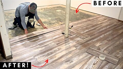 LVP Flooring Installation (How to Install Luxury Vinyl Plank Flooring in a Basement - DIY)