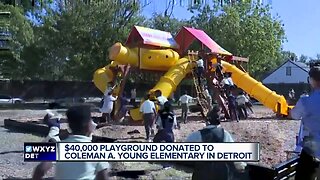 Lady Jane's surprises Detroit elementary school students with new playscape