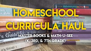 Homeschool Master Books and Math-U-See Curricula Haul: Kindergarten, 3rd Grade, and 7th grade