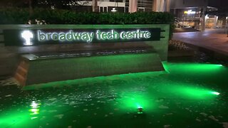 Broadway Tech Centre fountain Lights at night