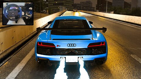 1600WHP Audi R8 Shooting 4 Foot Flames Down Tokyo Freeway! | Assetto Corsa | Thrustmaster T150