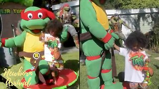 Keyshia Cole's Son Tobias Walks Away With Ninja Turtle During His 4th B- Day Party! 🐢