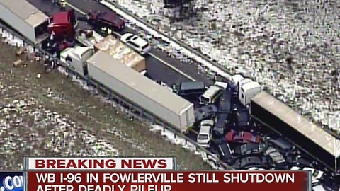 Westbound I-96 still shut down after deadly pileup