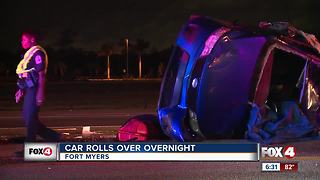 Car rolls over overnight in Fort Myers
