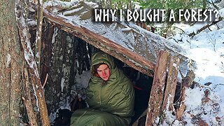 DEEP SNOW Camping in my Very Own Forest! Building a Shelter in Winter