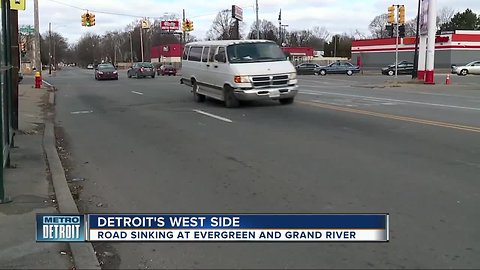 Road sinking at Evergreen and Grand River