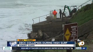 Sunset Cliffs deck collapses during high surf