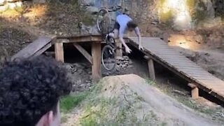 Bike jump ends up in faceplant