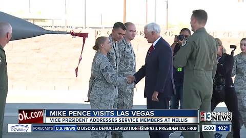 Vice President Mike Pence praises Sen. Heller in speech at Nellis Air Force Base