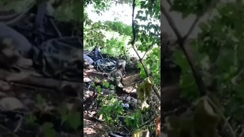 Ukraine nazis jump in and out of trench every time Russians fire at them