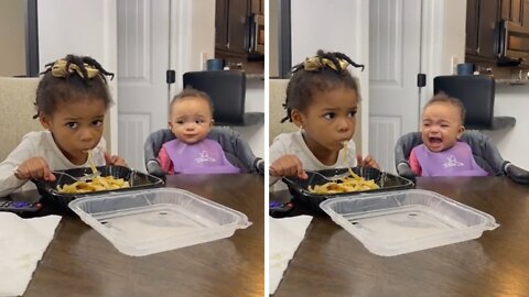 Baby Furious After Big Sister Gets Served First