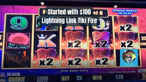 Holy Cow!!! I Started with $100 on Lightning Link Tiki Fire Big Slot Win! Loud & Local