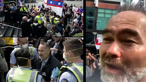 Billy TK Arrested at Lockdown protest at TVNZ 18 Aug 2021 - Triple View