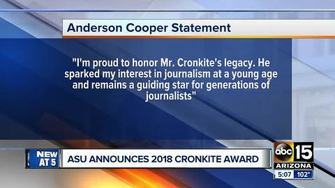 Anderson Cooper to receive Walter Cronkite Award at ASU