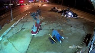 Surveillance video shows Milwaukee thief steal TV, then immediately wipe out and break it