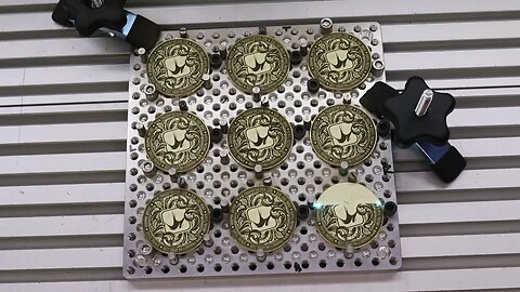 Laser Engraving 100 Brass Challenge Coins | Fragout Scroll Coins