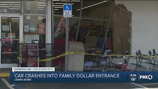 Van crashes into Family Dollar, pedestrian injured