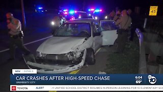 High-speed pursuit ends in crash in University City